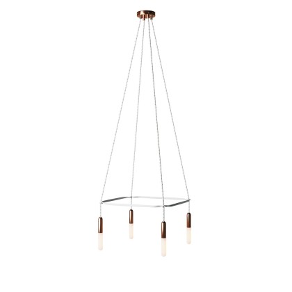 4 Pendels Cage P-Light Lamp - koper