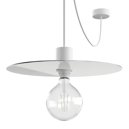 EIVA ELEGANT Hanglamp met 5 m textielkabel, Ellepì lampenkap, plafondkap en fitting in IP65 waterdicht siliconen - wit
