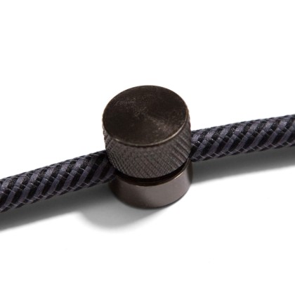 Sarè - Fixation murale, passe-câble en métal pour câble textile - 2 pièces - Perle noire