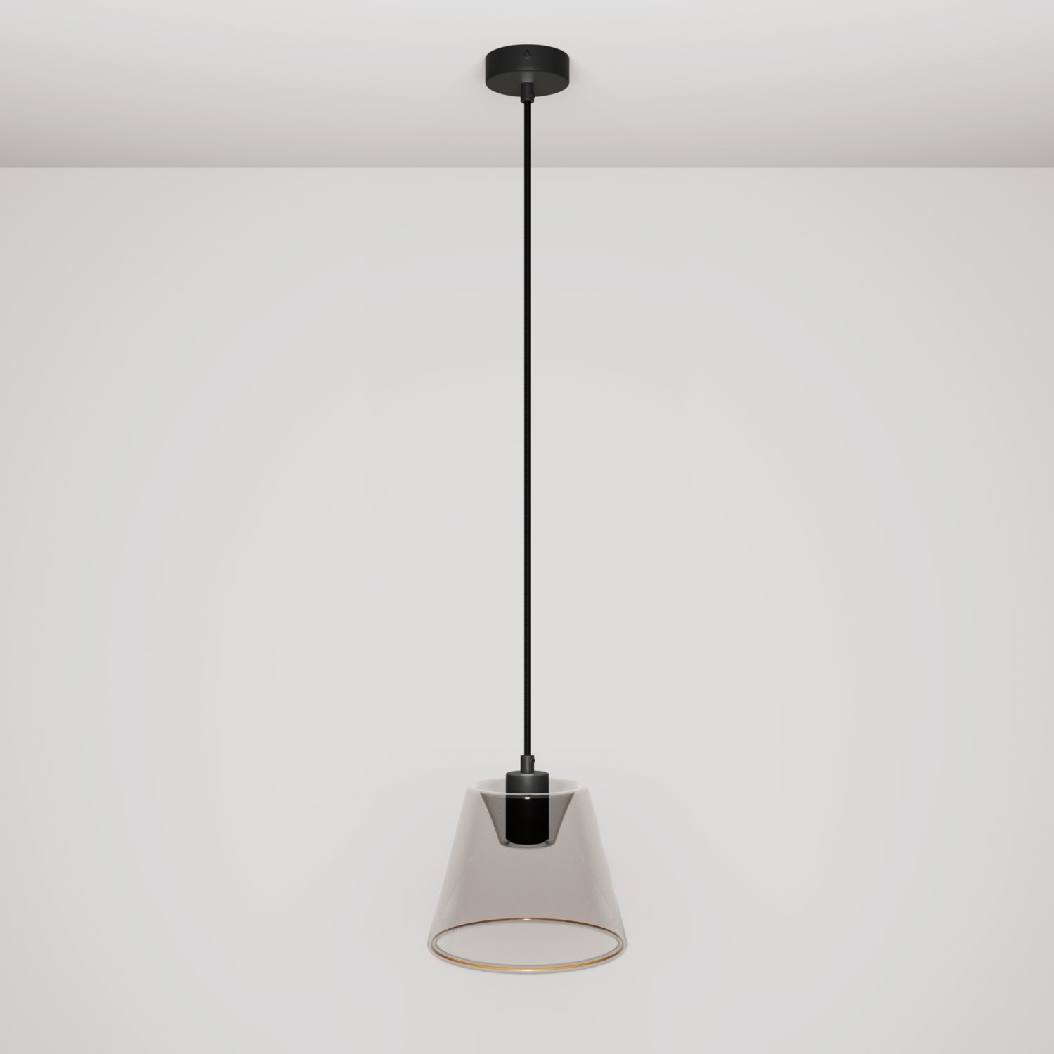 Suspension avec ampoule Ghost en cône smoky