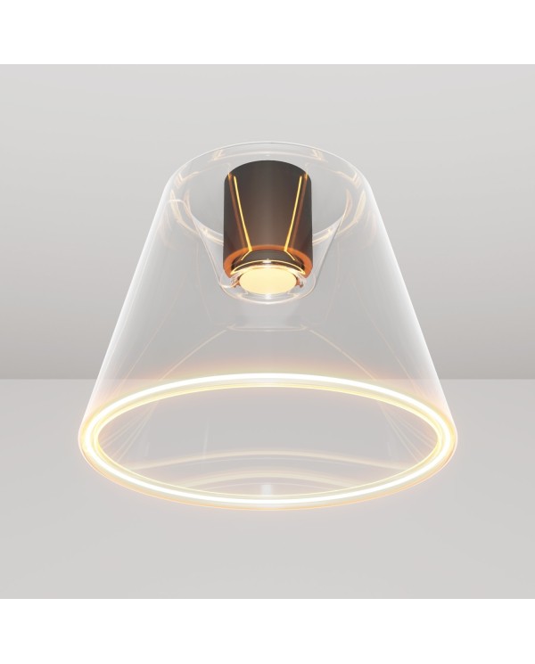 Design plafondlamp met transparante kegelvormige Ghost bol