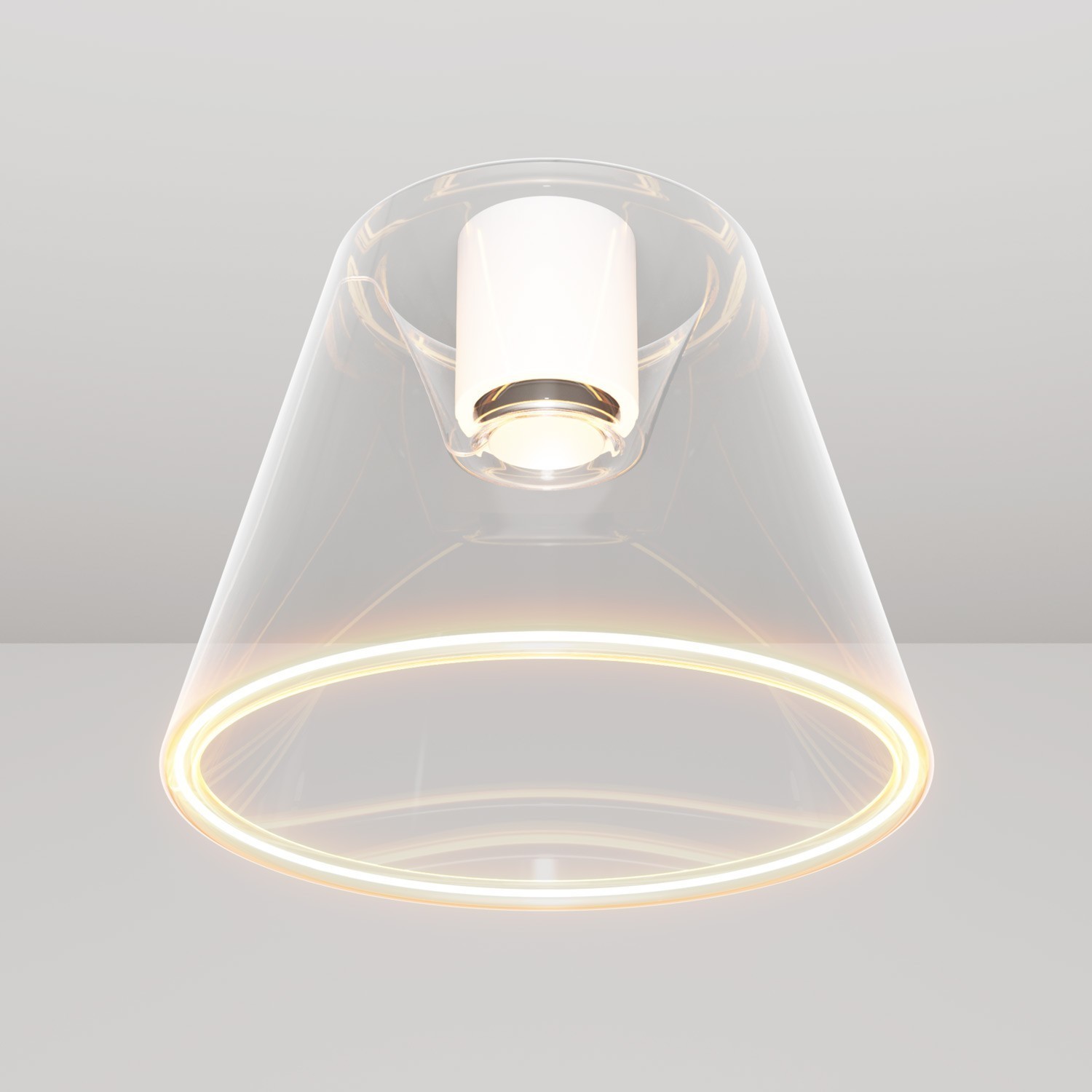 Design plafondlamp met transparante kegelvormige Ghost bol