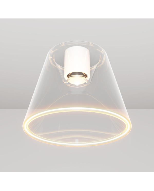 Plafonnier design avec ampoule Ghost en cône transparent