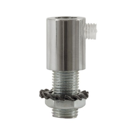 Serre-câble cylindrique en métal avec tige, écrou et rondelle - 2 pièces - Chromé