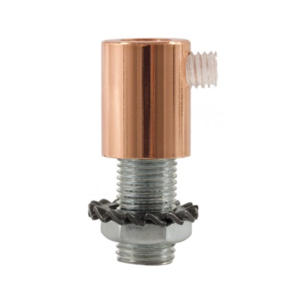 Cilindrische metalen kabelklem compleet met pendelbuis, moer en ring - 2 stuks - koper