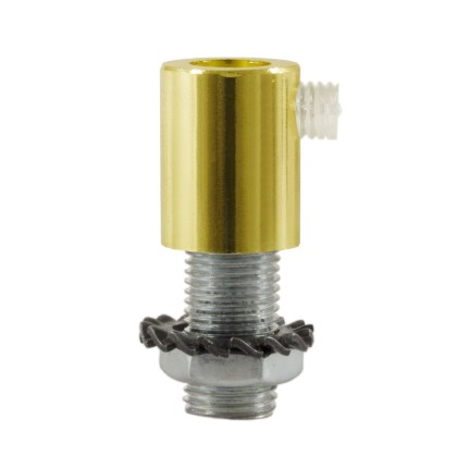 Cilindrische metalen kabelklem compleet met pendelbuis, moer en ring - 2 stuks - messing