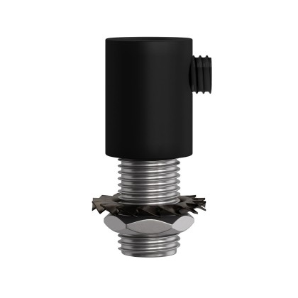 Cilindrische metalen kabelklem compleet met pendelbuis, moer en ring - 2 stuks - zwart