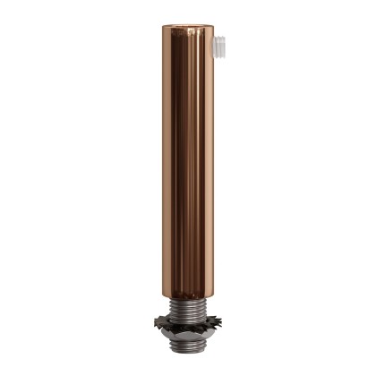 Cilindrische metalen kabelklem van 7 cm, compleet met pendelbuis, moer en ring - koper