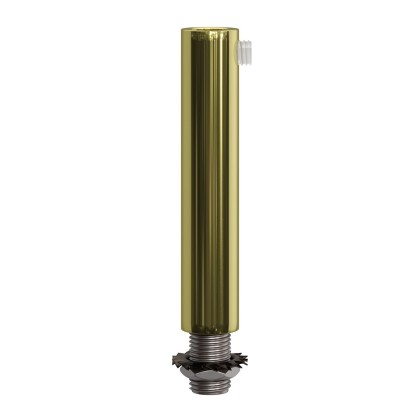 Cilindrische metalen kabelklem van 7 cm, compleet met pendelbuis, moer en ring - messing