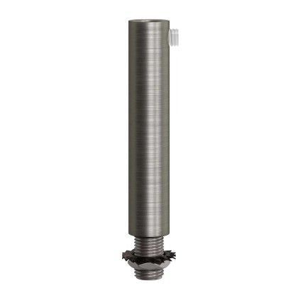 Cilindrische metalen kabelklem van 7 cm, compleet met pendelbuis, moer en ring - geborsteld titanium