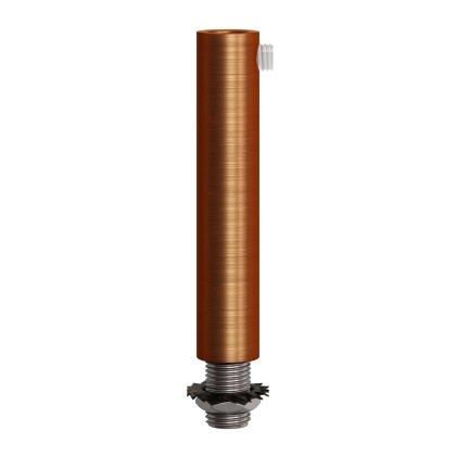 Cilindrische metalen kabelklem van 7 cm, compleet met pendelbuis, moer en ring - geborsteld koper