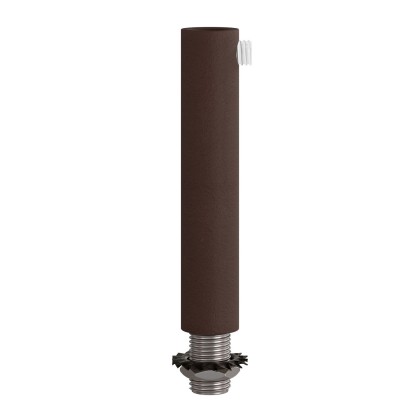 Cilindrische metalen kabelklem van 7 cm, compleet met pendelbuis, moer en ring - roestkleurig geverfd