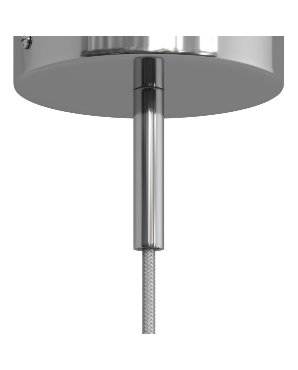 Cilindrische metalen kabelklem van 7 cm, compleet met pendelbuis, moer en ring