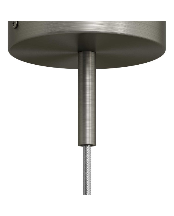 Cilindrische metalen kabelklem van 7 cm, compleet met pendelbuis, moer en ring