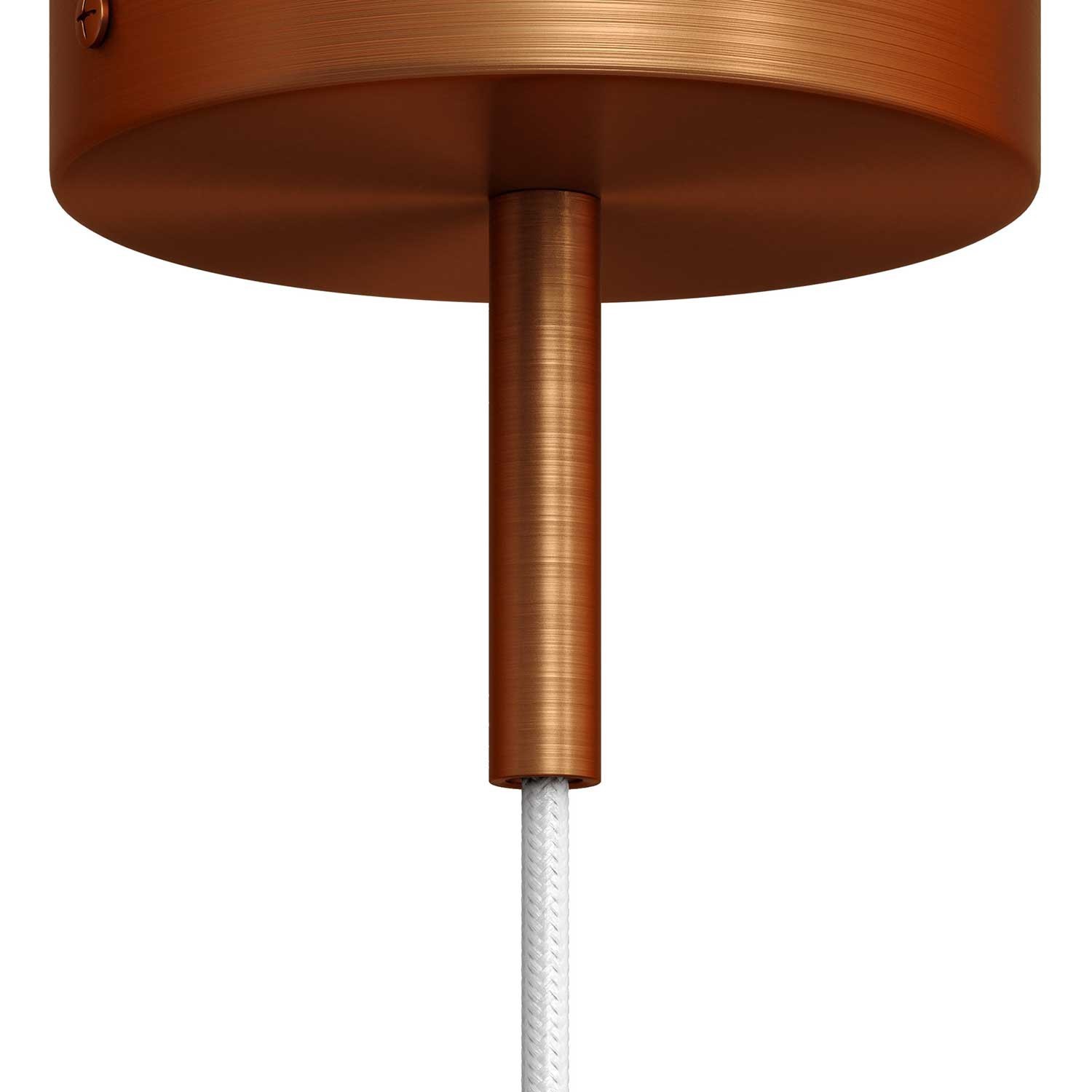 Cilindrische metalen kabelklem van 7 cm, compleet met pendelbuis, moer en ring