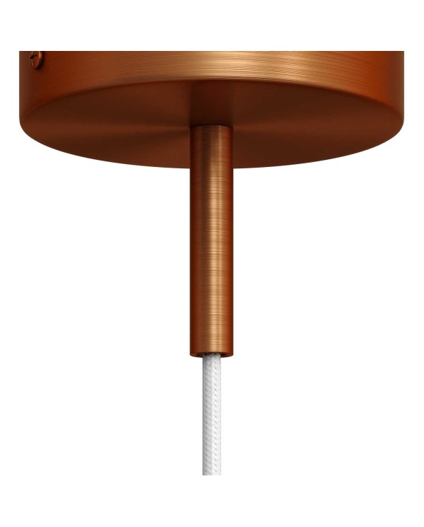Cilindrische metalen kabelklem van 7 cm, compleet met pendelbuis, moer en ring