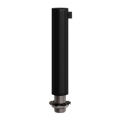 Cilindrische metalen kabelklem van 7 cm, compleet met pendelbuis, moer en ring - zwart