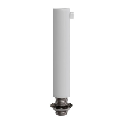 Cilindrische metalen kabelklem van 7 cm, compleet met pendelbuis, moer en ring - wit