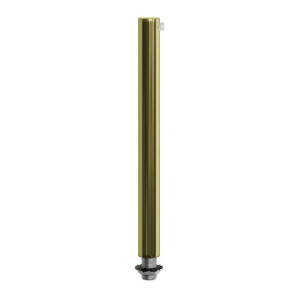 Cilindrische metalen kabelklem van 15 cm, compleet met pendelbuis, moer en ring - messing