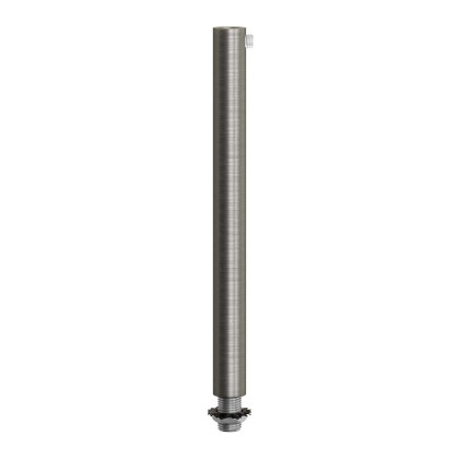 Cilindrische metalen kabelklem van 15 cm, compleet met pendelbuis, moer en ring - geborsteld titanium
