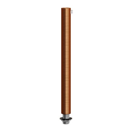 Cilindrische metalen kabelklem van 15 cm, compleet met pendelbuis, moer en ring - geborsteld koper