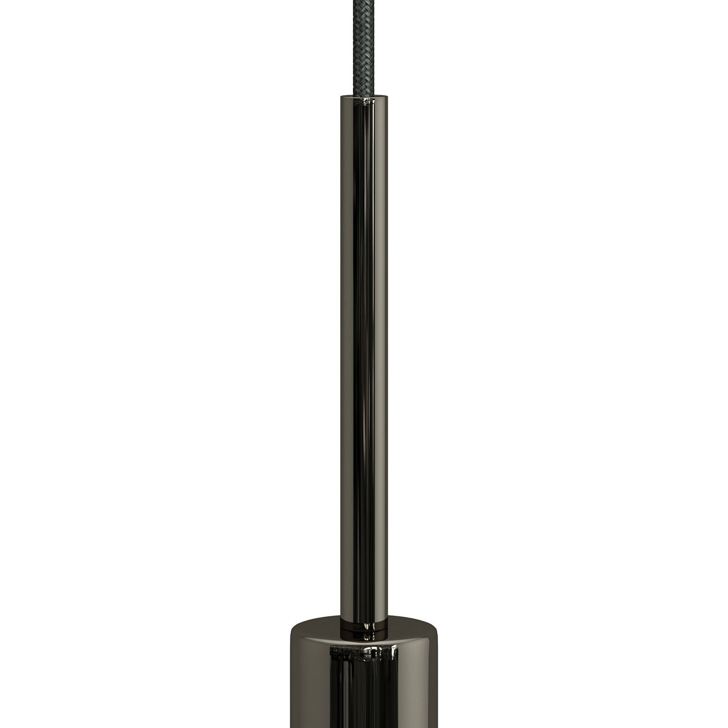 Cilindrische metalen kabelklem van 15 cm, compleet met pendelbuis, moer en ring