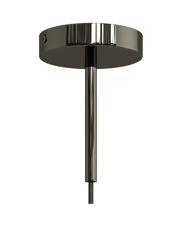 Cilindrische metalen kabelklem van 15 cm, compleet met pendelbuis, moer en ring