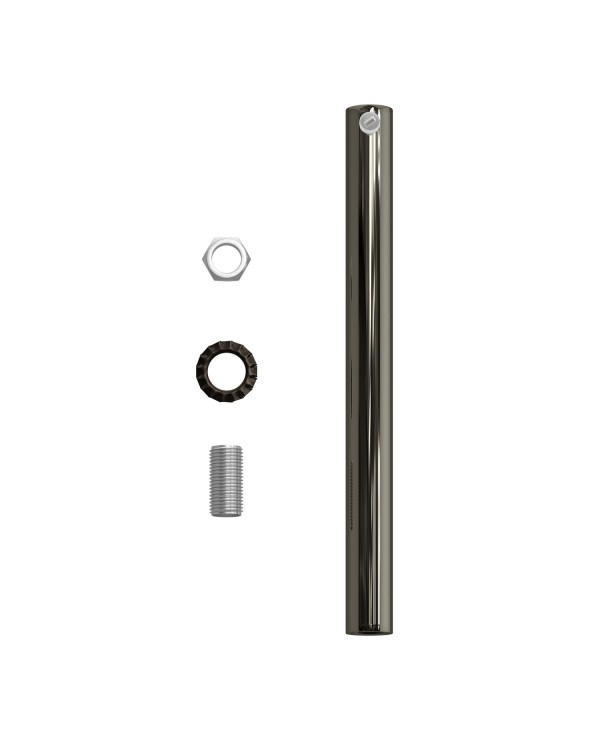Cilindrische metalen kabelklem van 15 cm, compleet met pendelbuis, moer en ring