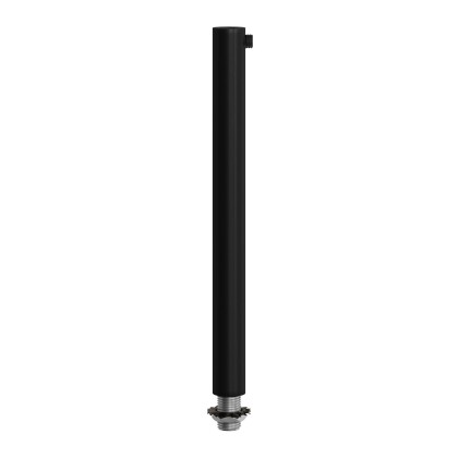 Cilindrische metalen kabelklem van 15 cm, compleet met pendelbuis, moer en ring - zwart
