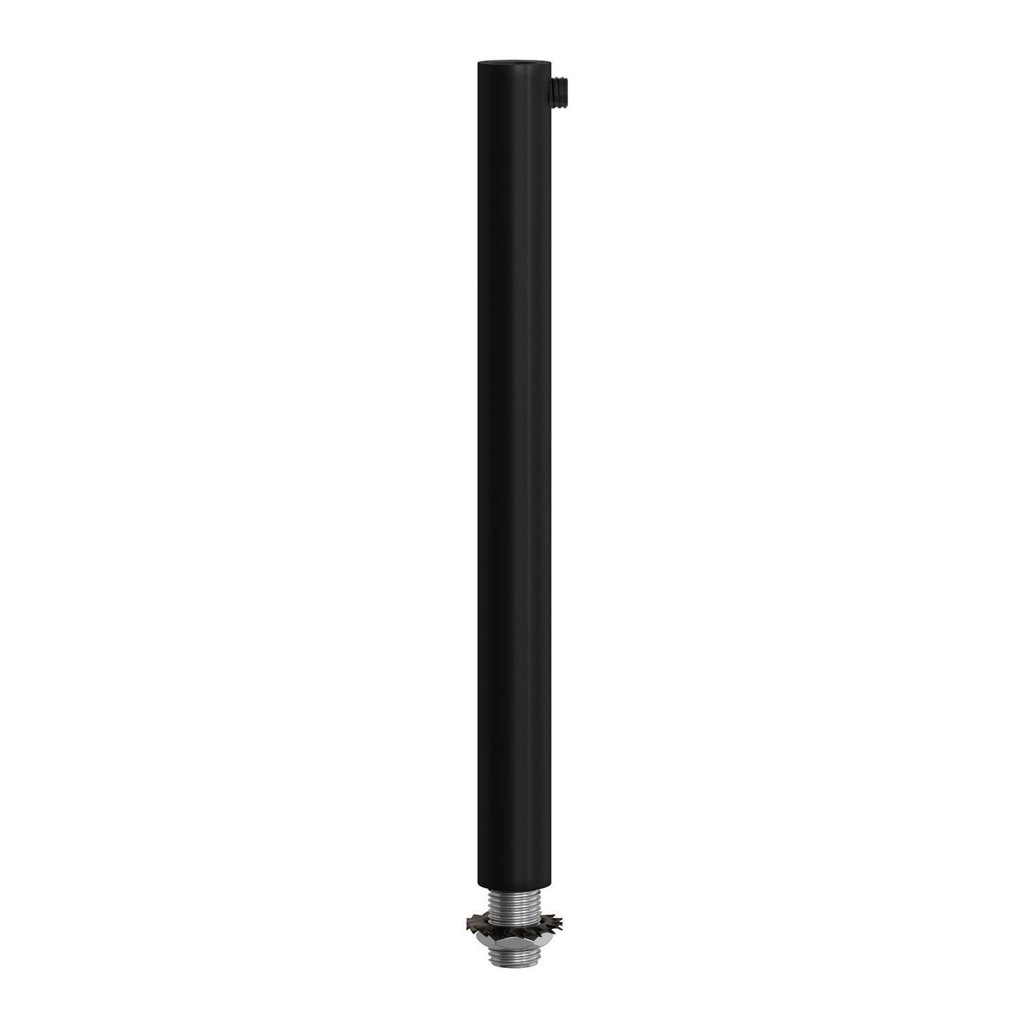 Cilindrische metalen kabelklem van 15 cm, compleet met pendelbuis, moer en ring