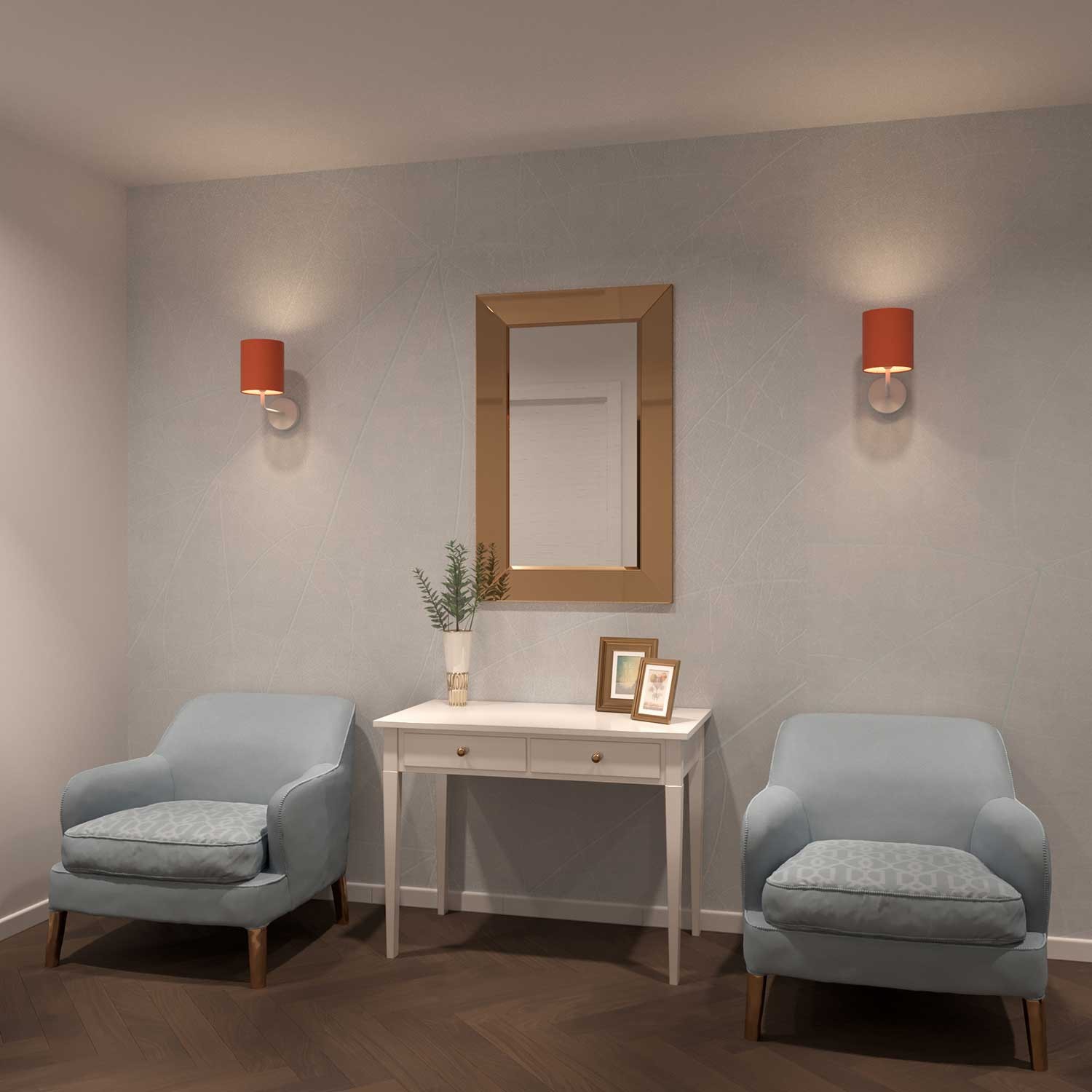 Fermaluce Metal, metalen wandlamp met lampenkap en gebogen arm