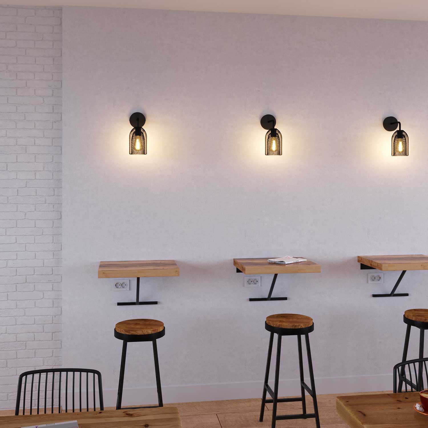 Fermaluce Metal met Ghostbell lampenkap, metalen wandlamp met gebogen arm