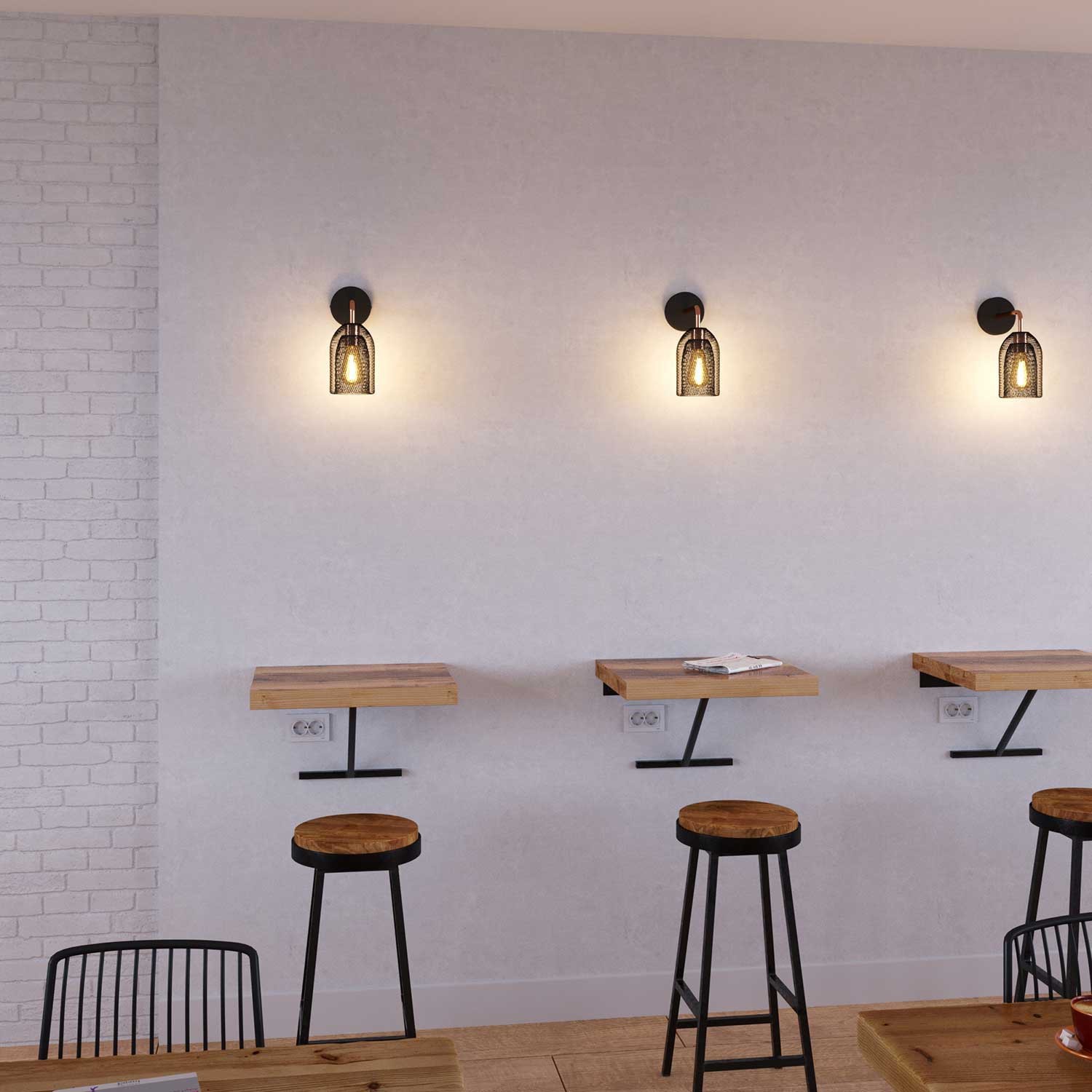 Fermaluce Metal met Ghostbell lampenkap, metalen wandlamp met gebogen arm