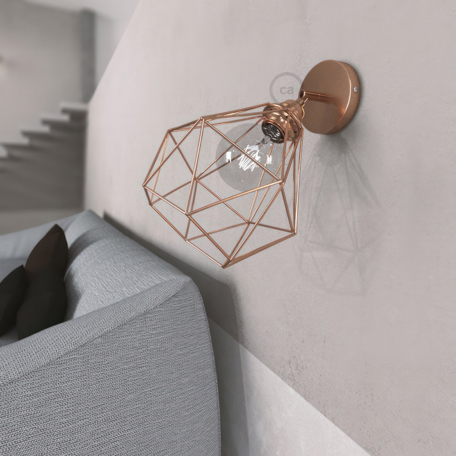 Fermaluce Metallo 90° met Diamond lampenkap, verstelbare metalen muurlamp