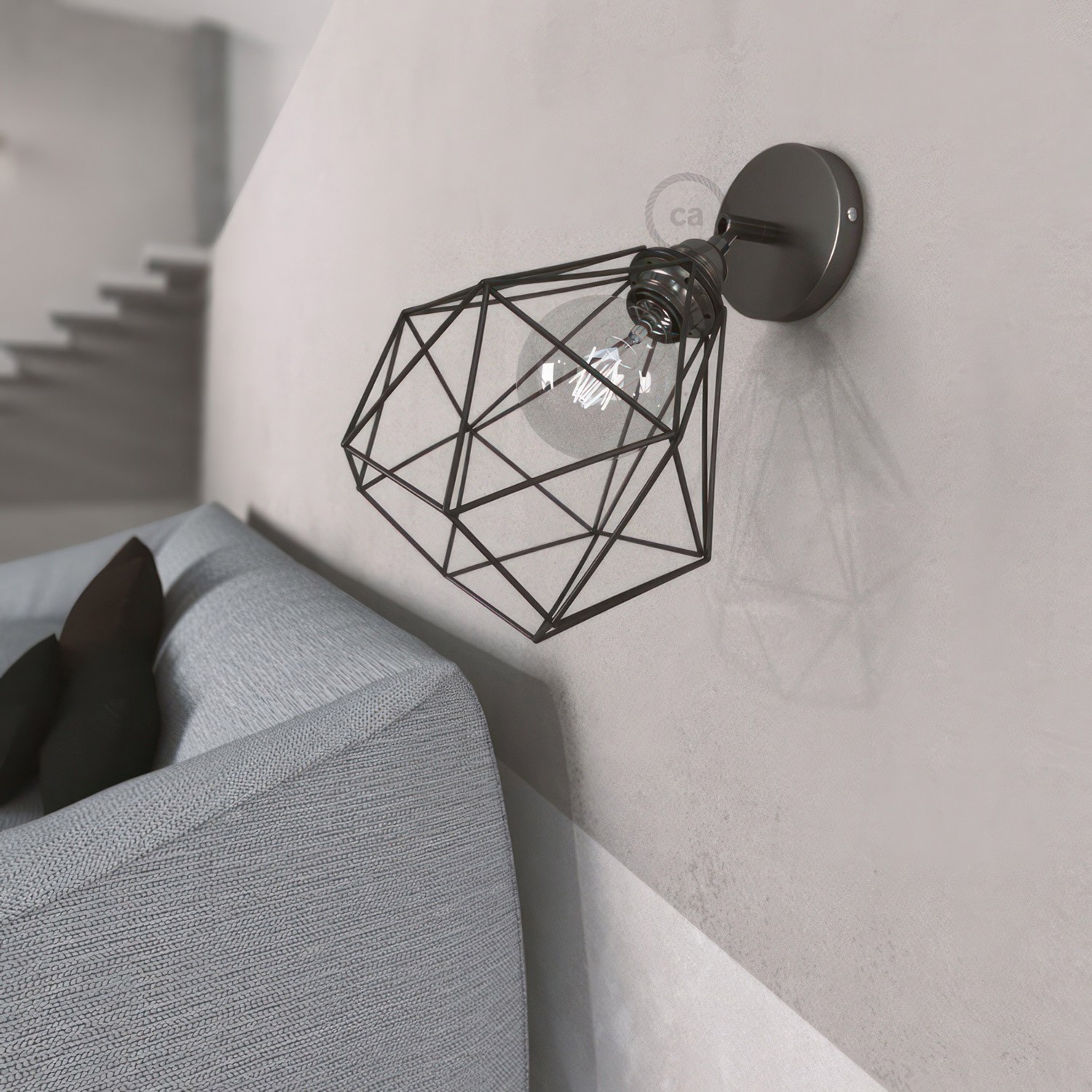 Fermaluce Metallo 90° met Diamond lampenkap, verstelbare metalen muurlamp