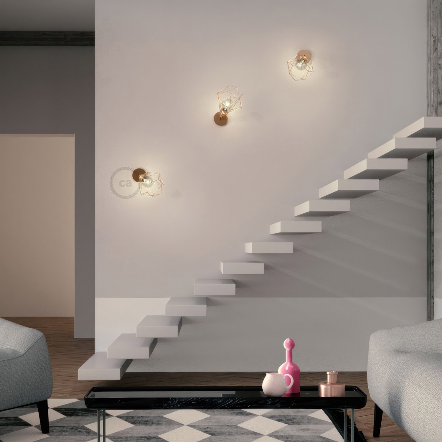 Fermaluce Metallo 90° met Diamond lampenkap, verstelbare metalen muurlamp