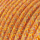 Hanglamp vervaardigd in Italië met textiel kabel, keramische Vaas kap en metalen afwerking