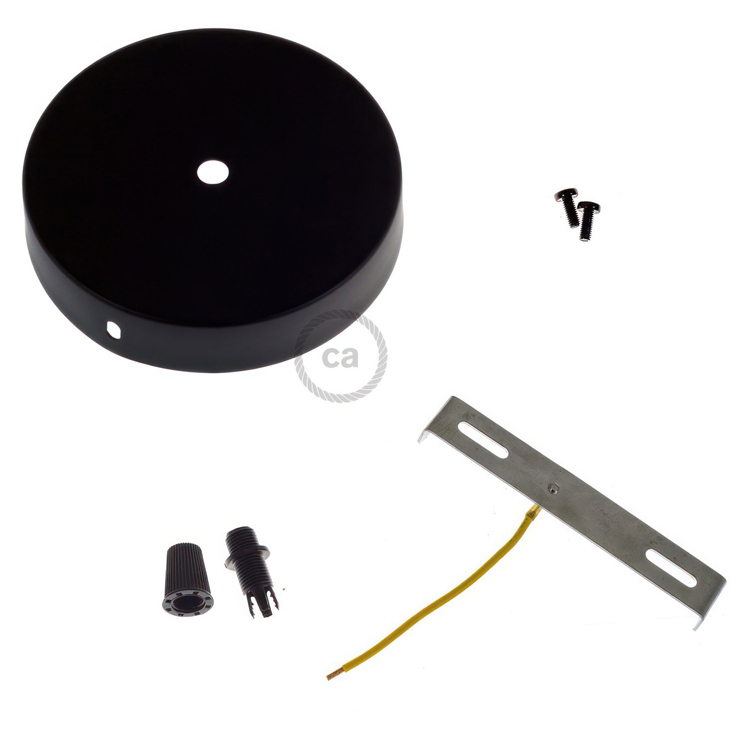 Strak design 1-gaats 120 mm. cilindrische metalen plafondkap