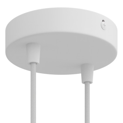 Kit rosace métallique cylindrique à deux trous - Blanc mat