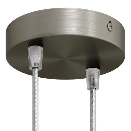 Strak design 2-gaats 120 mm. cilindrische metalen plafondkap - geborsteld titanium