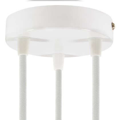 Kit rosace métallique cylindrique à 3 trous - Blanc brillant
