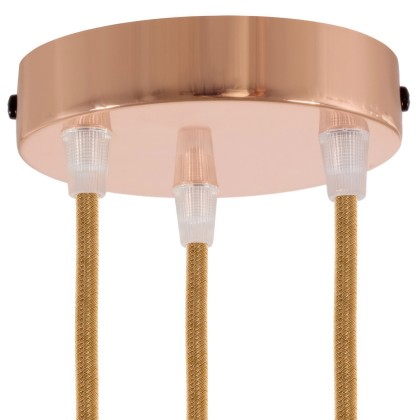 Strak design 3-gaats 120 mm. cilindrische metalen plafondkap - koper