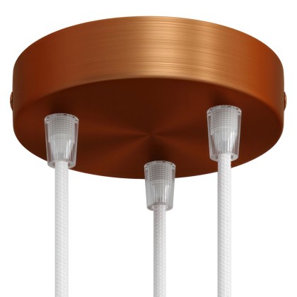 Strak design 3-gaats 120 mm. cilindrische metalen plafondkap - geborsteld koper