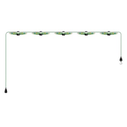 Guirlande lumineuse Système Lumet 'Majoliques' 7,5 m avec câble textile, 5 douilles et abat-jour, crochet et fiche noire - Majolica Jaune - Vert
