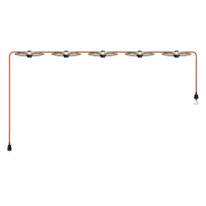 Guirlande lumineuse Système Lumet 'Majoliques' 7,5 m avec câble textile, 5 douilles et abat-jour, crochet et fiche noire - Majolica Rouge - Vert