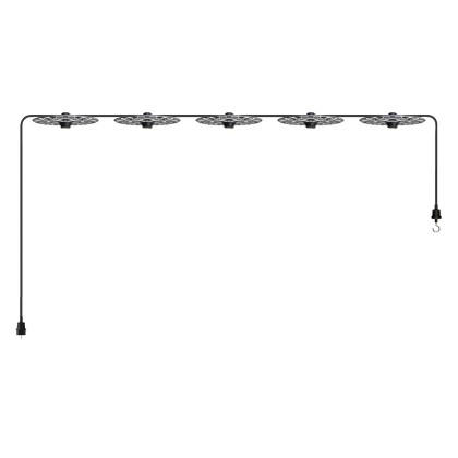 Guirlande lumineuse Système Lumet 'Majoliques' 7,5 m avec câble textile, 5 douilles et abat-jour, crochet et fiche noire - Majolica Blanc - Noir