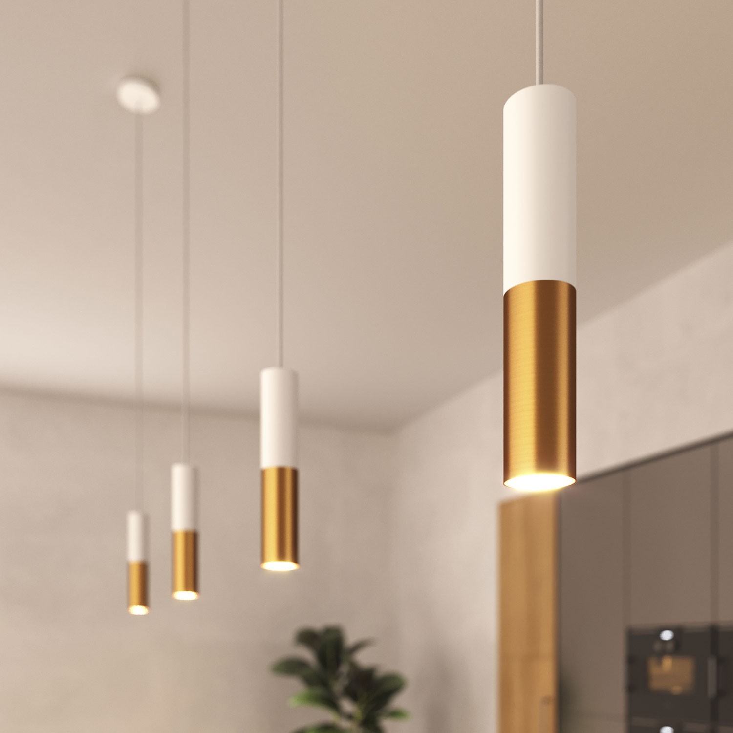Suspension avec câble textile et double abat-jour Tub-E14