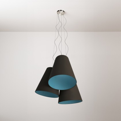 Trittico kroonluchter met tweekleurige kegelvormige lampenkap - Made in Italy - as - hemels