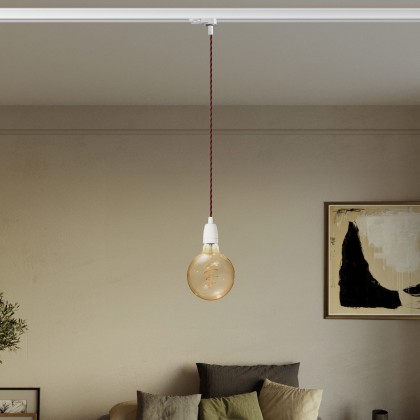 Vintage track hanglamp met porseleinen afwerking