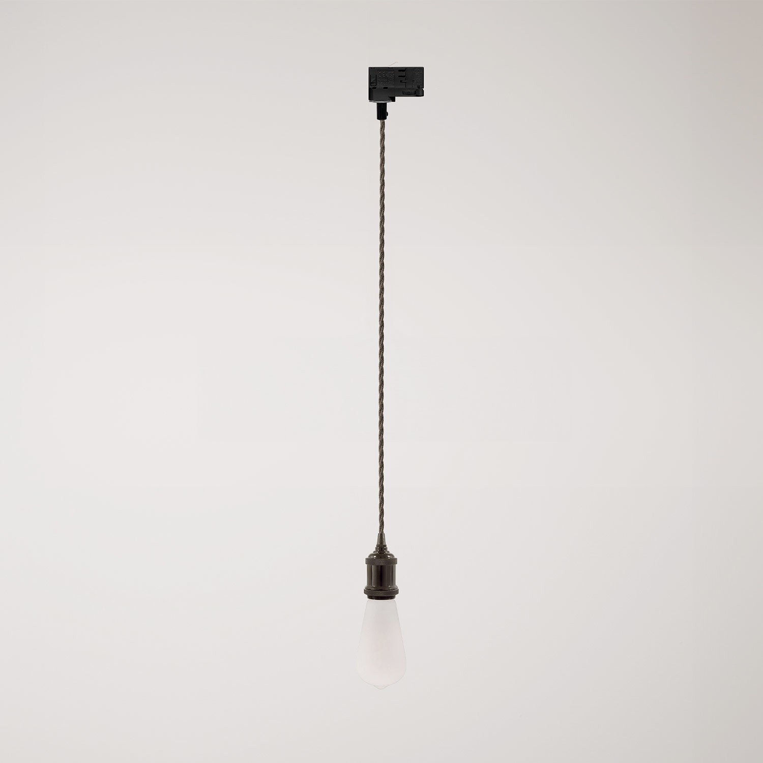 Vintage track hanglamp met gevlochten kabel